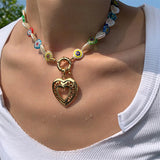 Boogzel Apparel Heart Pearl Beaded Choker, view 2