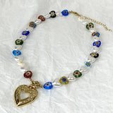 Boogzel Apparel Heart Pearl Beaded Choker, view 3