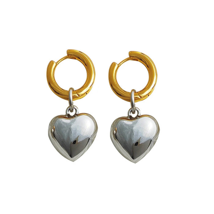 Boogzel Apparel Heart Pendant Hoop Earrings