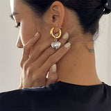 Boogzel Apparel Heart Pendant Hoop Earrings, view 3