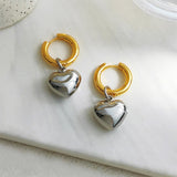 Boogzel Apparel Heart Pendant Hoop Earrings, view 4