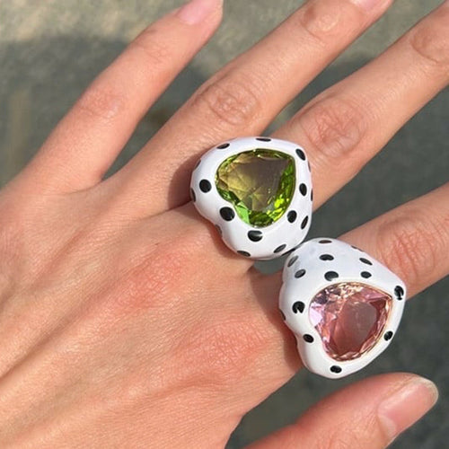 Boogzel Apparel Heart Polka Dot Ring