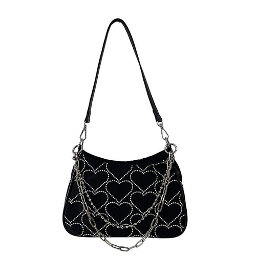 Boogzel Apparel Heart Print Chain Bag