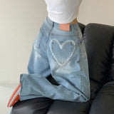 Boogzel Apparel Heart Print Pocket Wide Leg Jeans, view 5