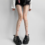 Boogzel Apparel Heart Rhinestone Fishnet Tights, view 2