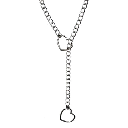 Boogzel Apparel Heart Ring Drop Chain Necklace