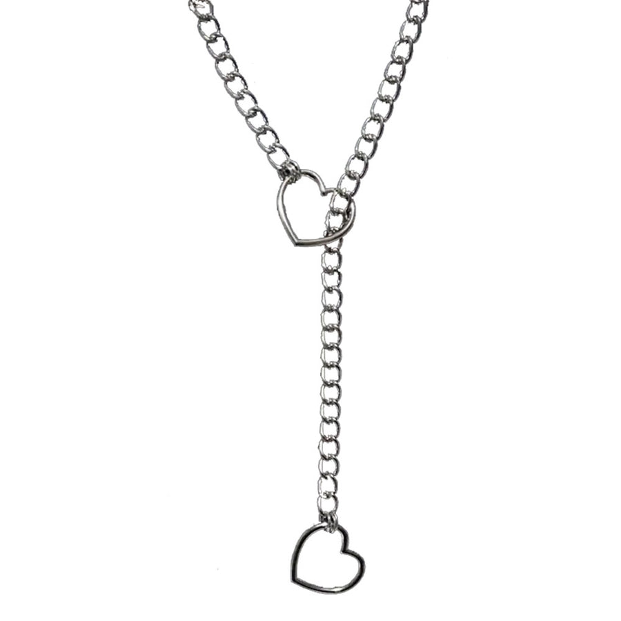 Boogzel Apparel Heart Ring Drop Chain Necklace