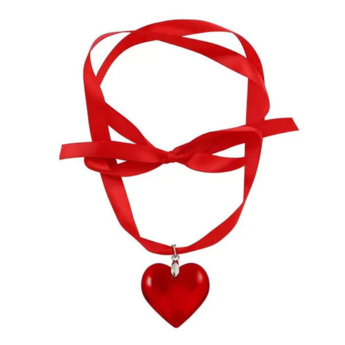 Boogzel Apparel Heart Satin Ribbon Necklace