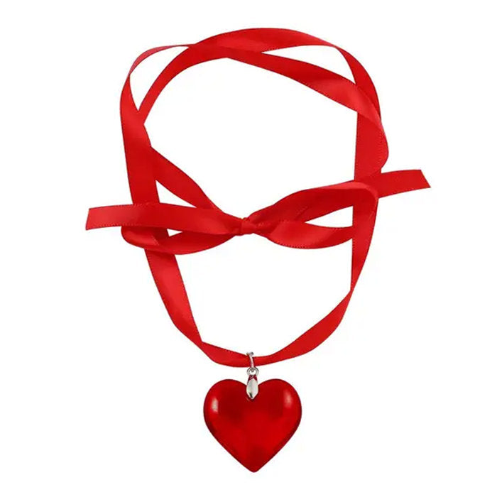 Boogzel Apparel Heart Satin Ribbon Necklace