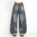 Boogzel Apparel Heart & Star Fringe Wide Jeans, view 2