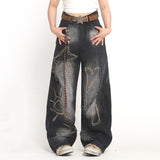 Boogzel Apparel Heart & Star Fringe Wide Jeans, view 3