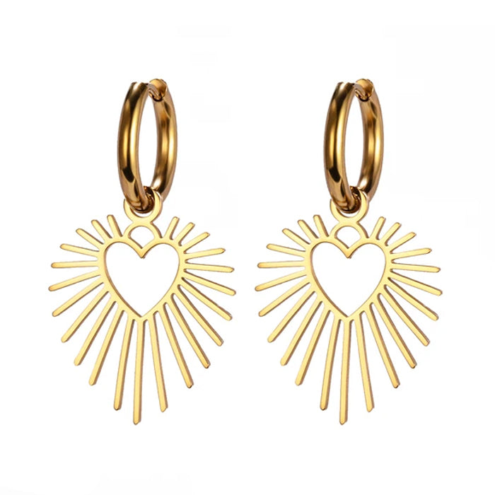 Boogzel Apparel Heart Sun Pendant Drop Earrings