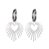 Boogzel Apparel Heart Sun Pendant Drop Earrings, view 2