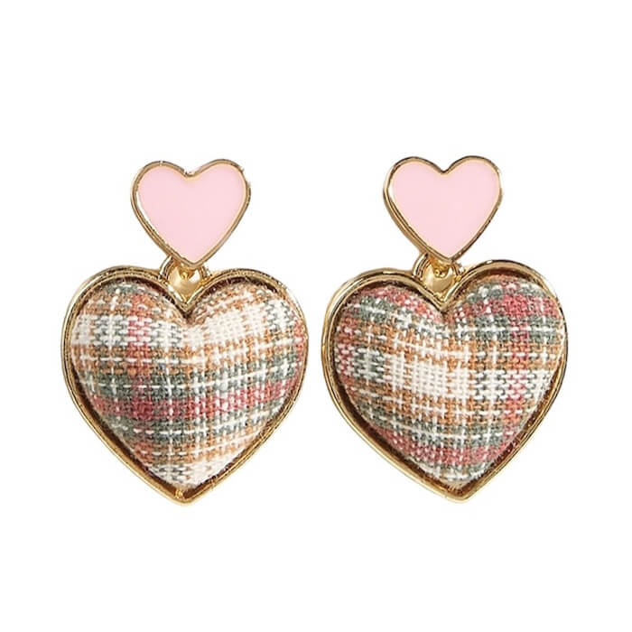 Boogzel Apparel Heart Tweed Earrings