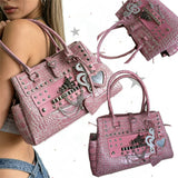 Boogzel Apparel Heartbreaker Pink Croc Shoulder Bag, view 2