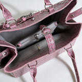 Boogzel Apparel Heartbreaker Pink Croc Shoulder Bag, view 5