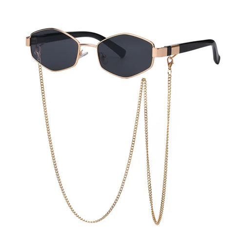 Boogzel Apparel Hexagonal Sunglasses with Chain