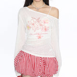 Boogzel Apparel Hibiscus Flower One-Shoulder Top, view 2