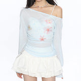 Boogzel Apparel Hibiscus Flower One-Shoulder Top, view 5