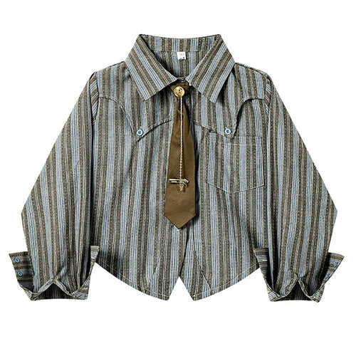 Boogzel Apparel High School Crush Striped Cropped Shirt