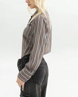 Boogzel Apparel High School Crush Striped Cropped Shirt, view 5