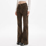 Boogzel Apparel High-Waisted Leopard Flare Jeans, view 2