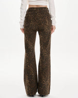 Boogzel Apparel High-Waisted Leopard Flare Jeans, view 5