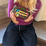Boogzel Apparel Hippie Aesthetic Patchwork Mini Bag, view 2