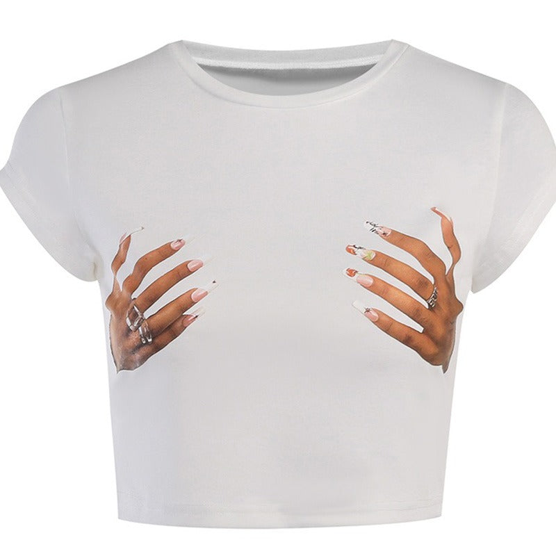 Boogzel Apparel Hold Me Tight Hand Print Crop Top