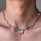 Boogzel Apparel Holographic Butterfly Metal Necklace, view 2