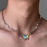 Boogzel Apparel Holographic Butterfly Metal Necklace, view 3