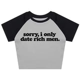Boogzel Apparel I Date Only Rich Men Y2K Crop Top, view 3