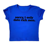 Boogzel Apparel I Date Only Rich Men Y2K Crop Top, view 6