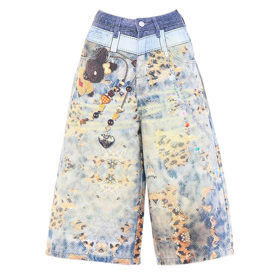 Boogzel Apparel I Woke Up Cute Chain Print Denim Shorts