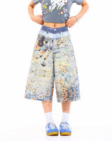 Boogzel Apparel I Woke Up Cute Chain Print Denim Shorts, view 4
