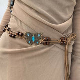 Boogzel Apparel Indie Aesthetic Butterfly Beaded Belt, view 2