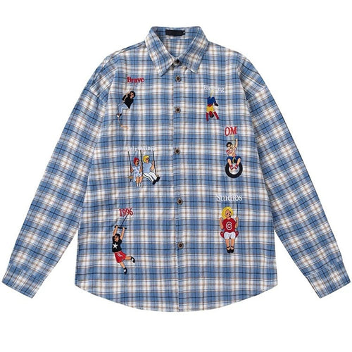 Boogzel Apparel Indie Aesthetic Embroidered Plaid Shirt