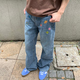 Boogzel Apparel Indie Aesthetic Flower Embroidery Jeans, view 3