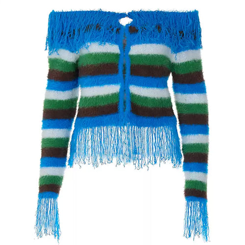 Boogzel Apparel Indie Aesthetic Striped Fringe Top