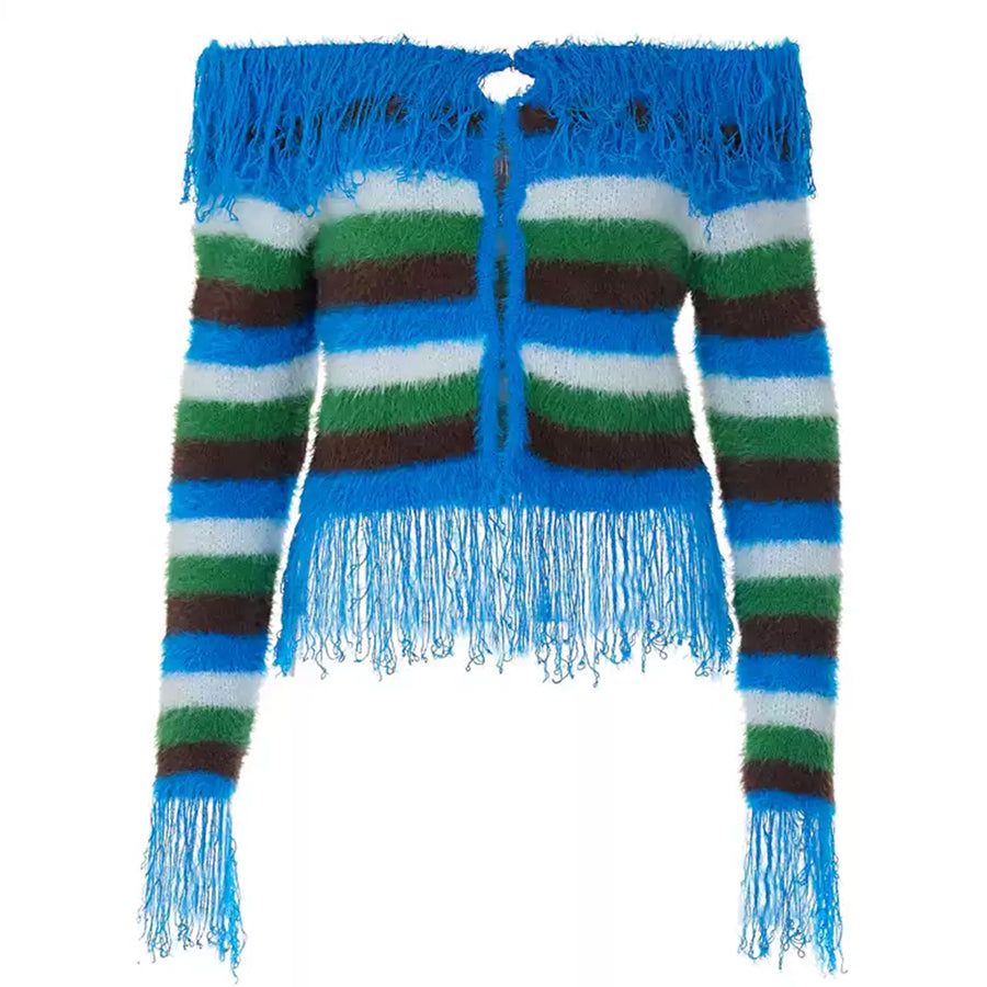 Boogzel Apparel Indie Aesthetic Striped Fringe Top