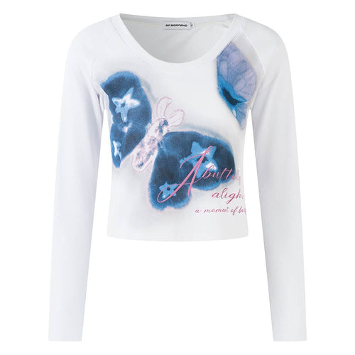 Boogzel Apparel Indie Butterfly Print Long Sleeve Top