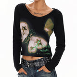 Boogzel Apparel Indie Butterfly Print Long Sleeve Top, view 2