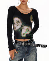 Boogzel Apparel Indie Butterfly Print Long Sleeve Top, view 6