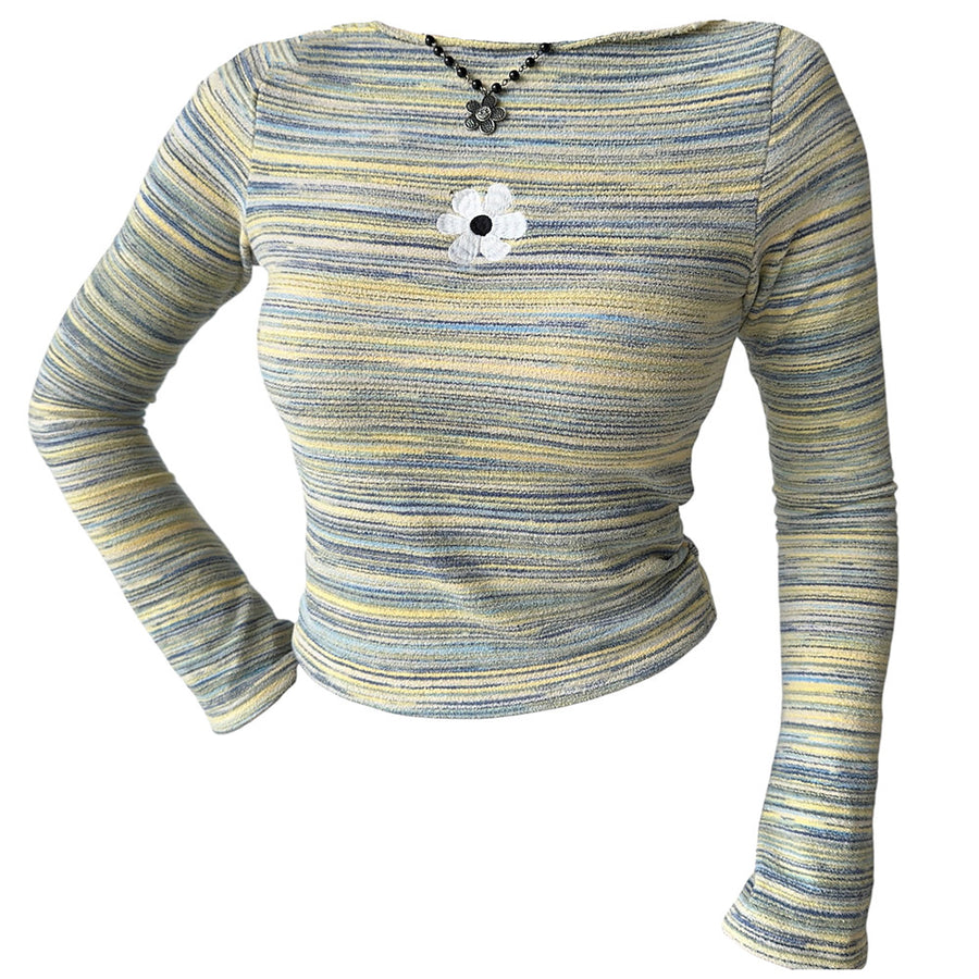 Boogzel Apparel Indie Flower Striped Long Sleeve Top