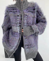 Boogzel Apparel Indie Kid Fuzzy Plaid Zip Up Sweater, view 4