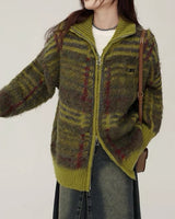 Boogzel Apparel Indie Kid Fuzzy Plaid Zip Up Sweater, view 6
