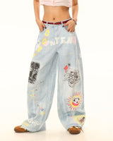 Boogzel Apparel Indie Kid Mushroom Print Jeans, view 3