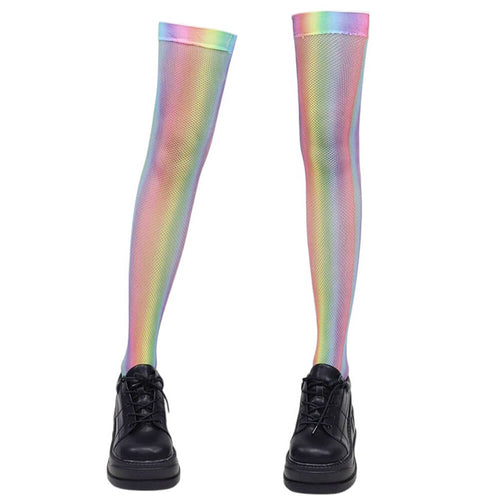 Boogzel Apparel Iridescent Fishnet Knee-High Socks