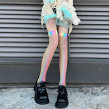 Boogzel Apparel Iridescent Fishnet Knee-High Socks, view 6