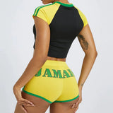 Boogzel Apparel Jamaica Embroidery Crop Top, view 5
